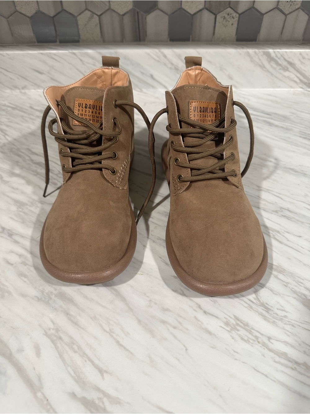 Women’s Tan Suede Lace-Up Boots